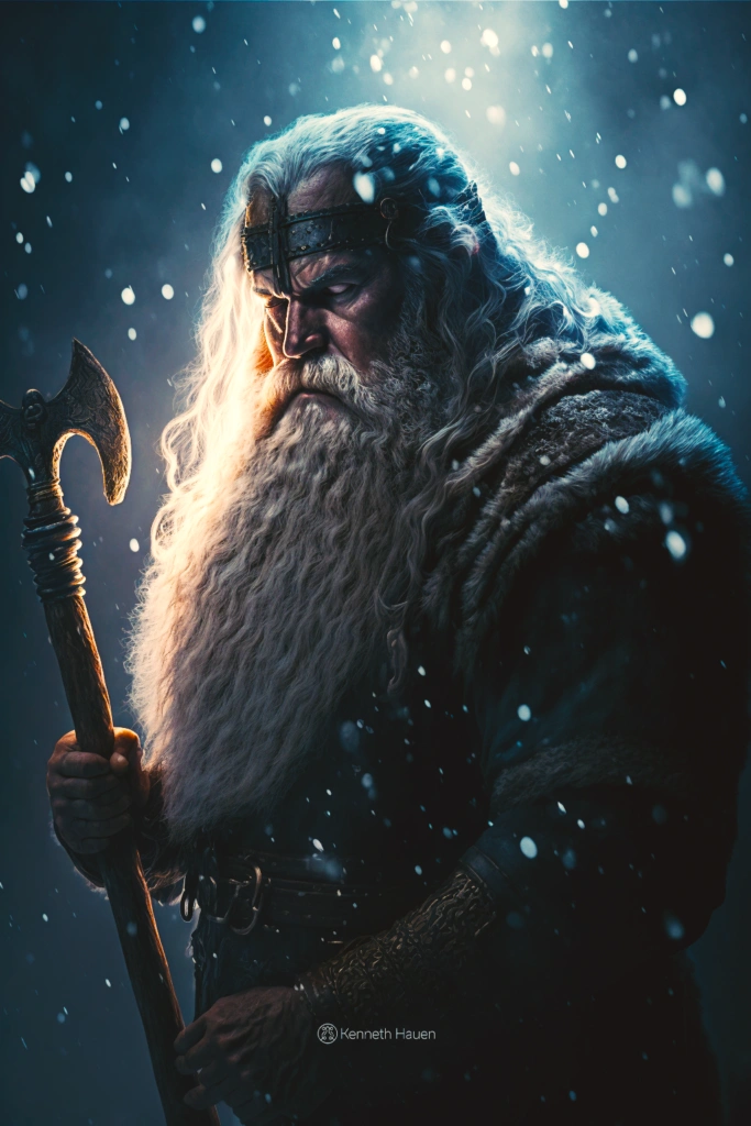 Digital Art - Viking God - with his hammer - in Fire and Ice Saga. Episode 1