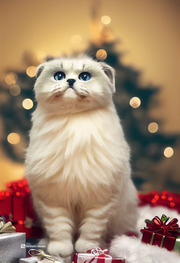 Digital Art - Cute fluffy scottish fold on christmas eve - Episode 6