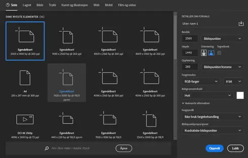En nybegynner guide i Adobe Photoshop 7 Nybegynner guide i Adobe Photoshop - Opprett nytt dokument