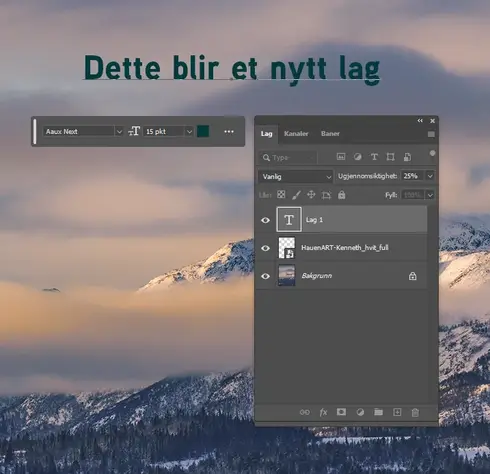 En nybegynner guide i Adobe Photoshop 9 Nybegynner guide i Adobe Photoshop - Lag nytt tekstlag