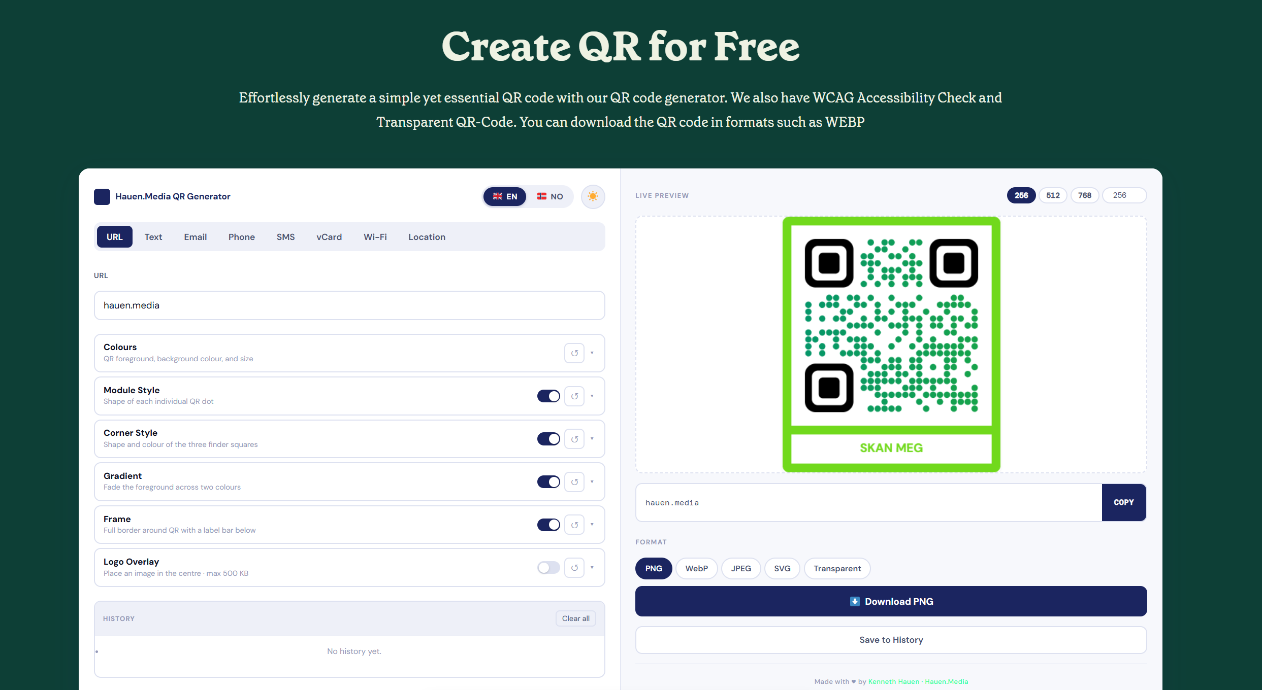 Hauen.Media Create a QR Code for Free