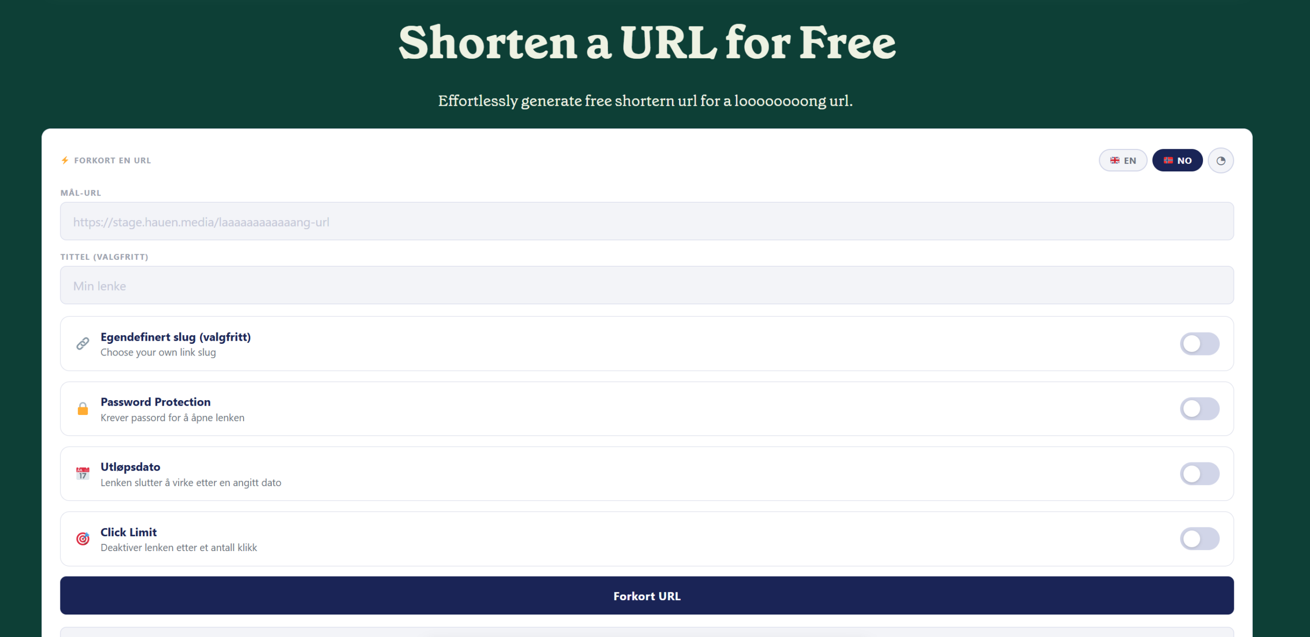Hauen.Media Free URL Shortening